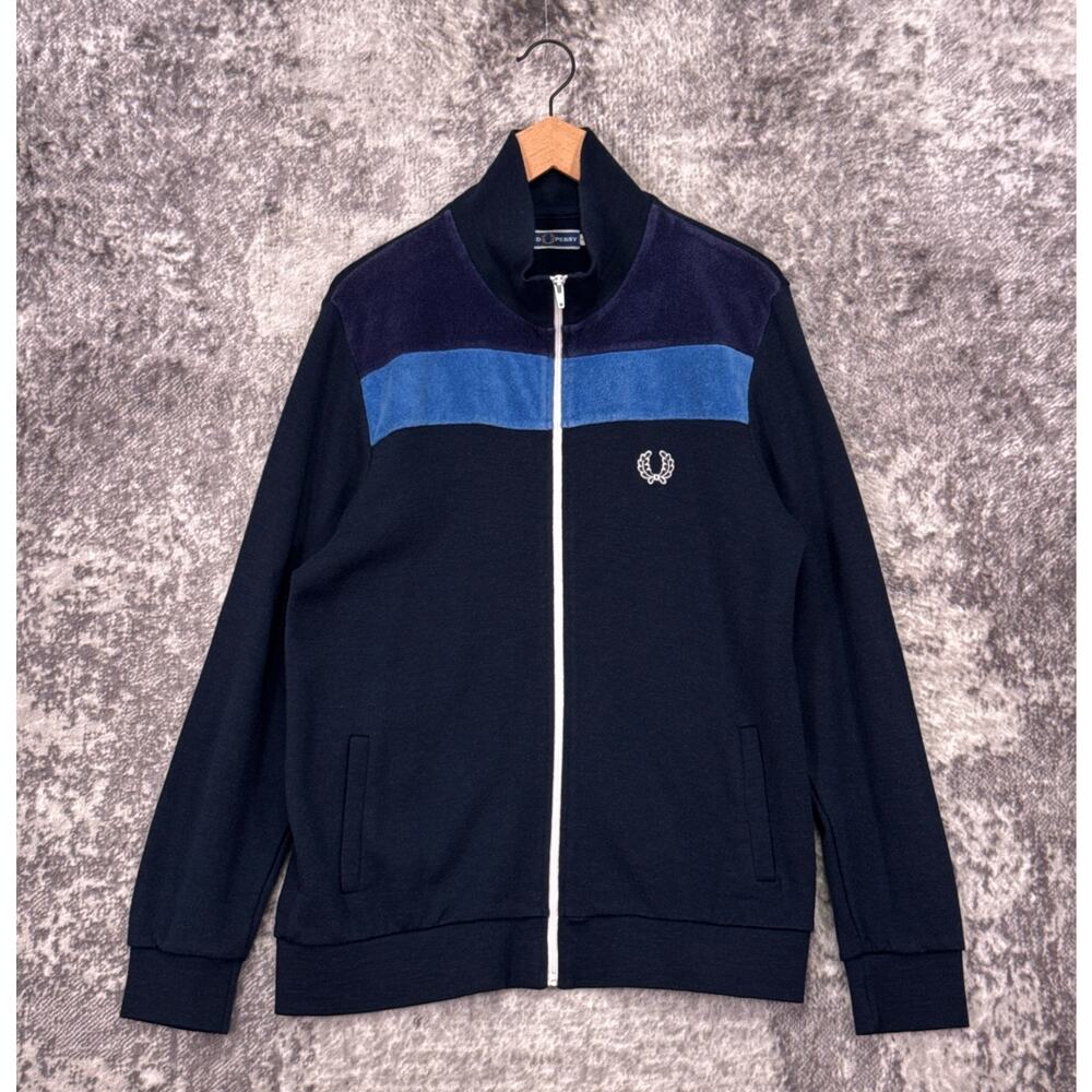 Fred Perry Track Jacket XL Mens Blue Wool Blend Retro Full Zip